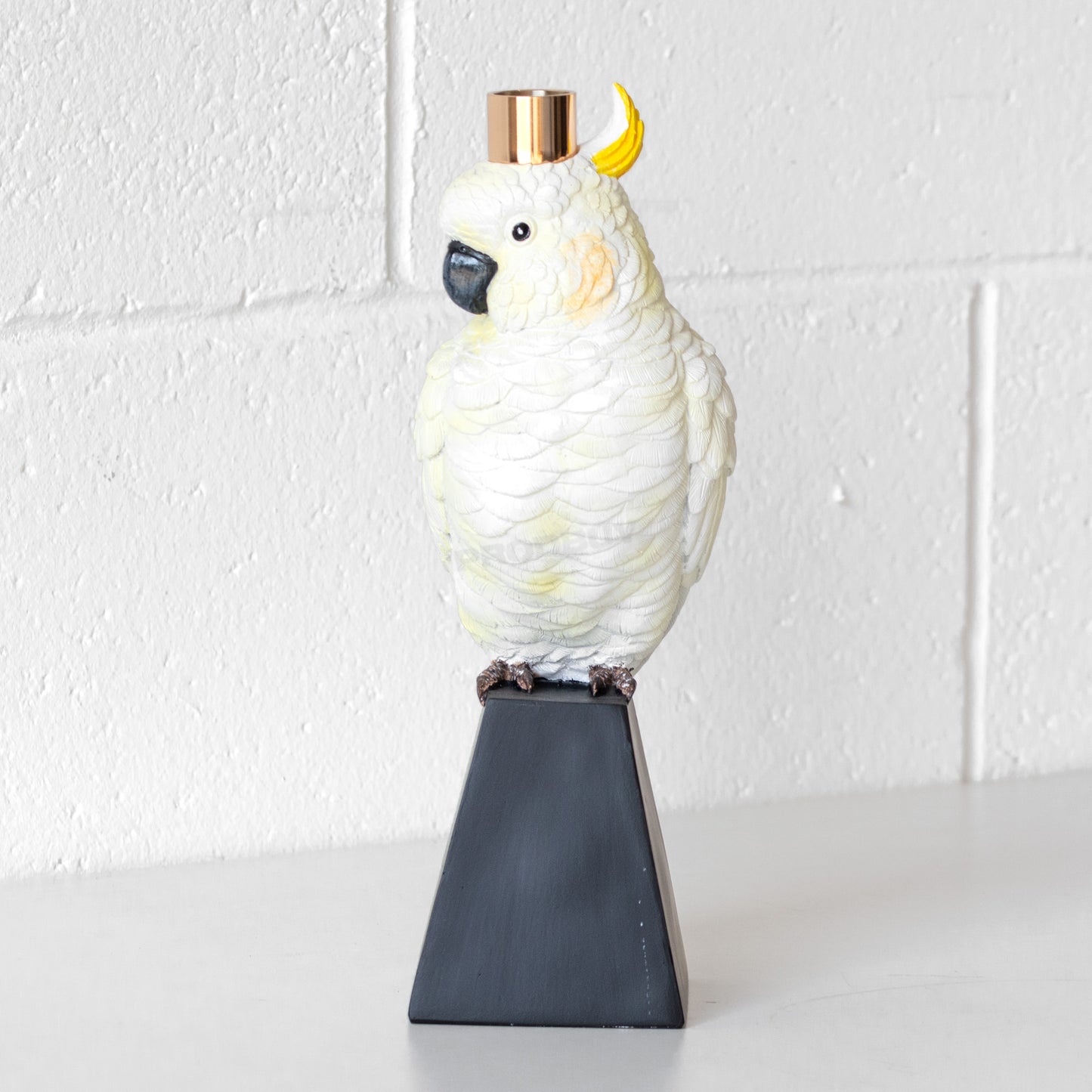 White Parrot Tapered Candle Stick Holder Ornament