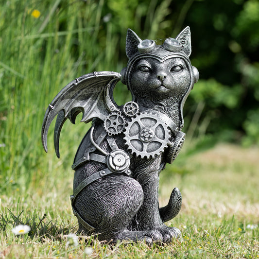 Silver Steampunk Cat Decorative Ornament