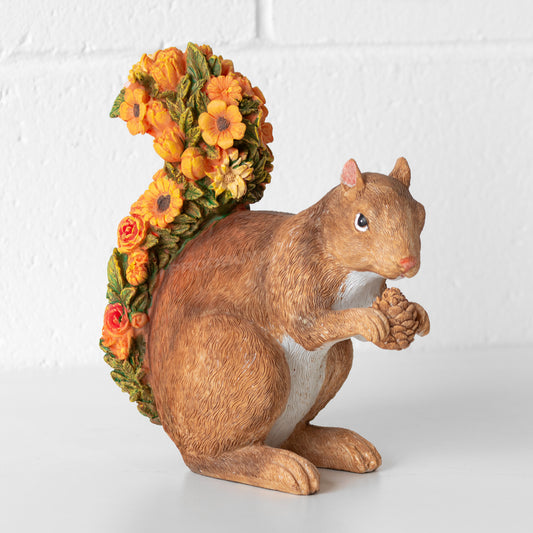 Floral Resin Squirrel Garden Ornament