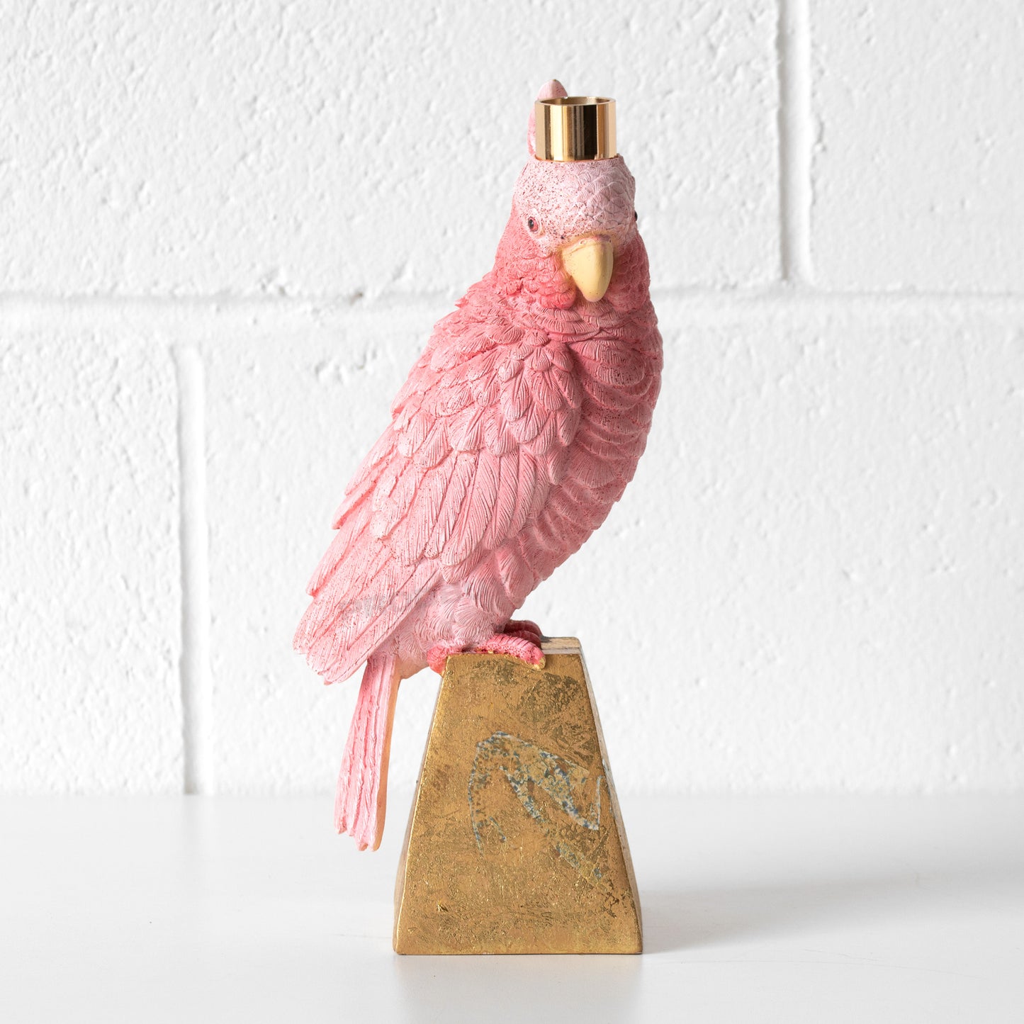 Pink Parrot Tapered Candle Stick Holder Ornament