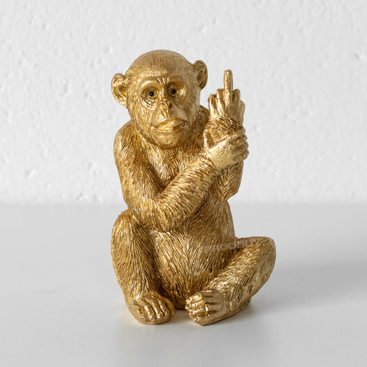 Small Gold Rude Monkey Resin Ornament