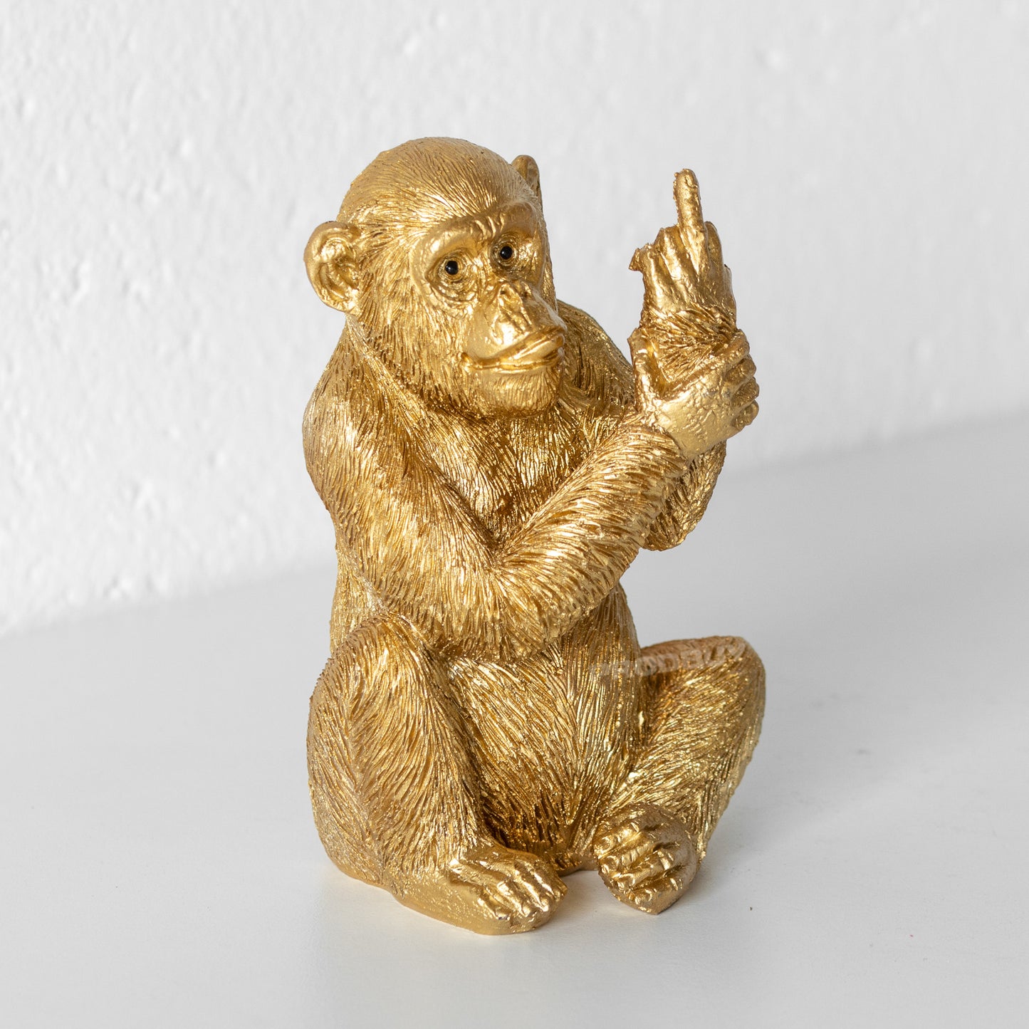 Small Gold Rude Monkey Resin Ornament