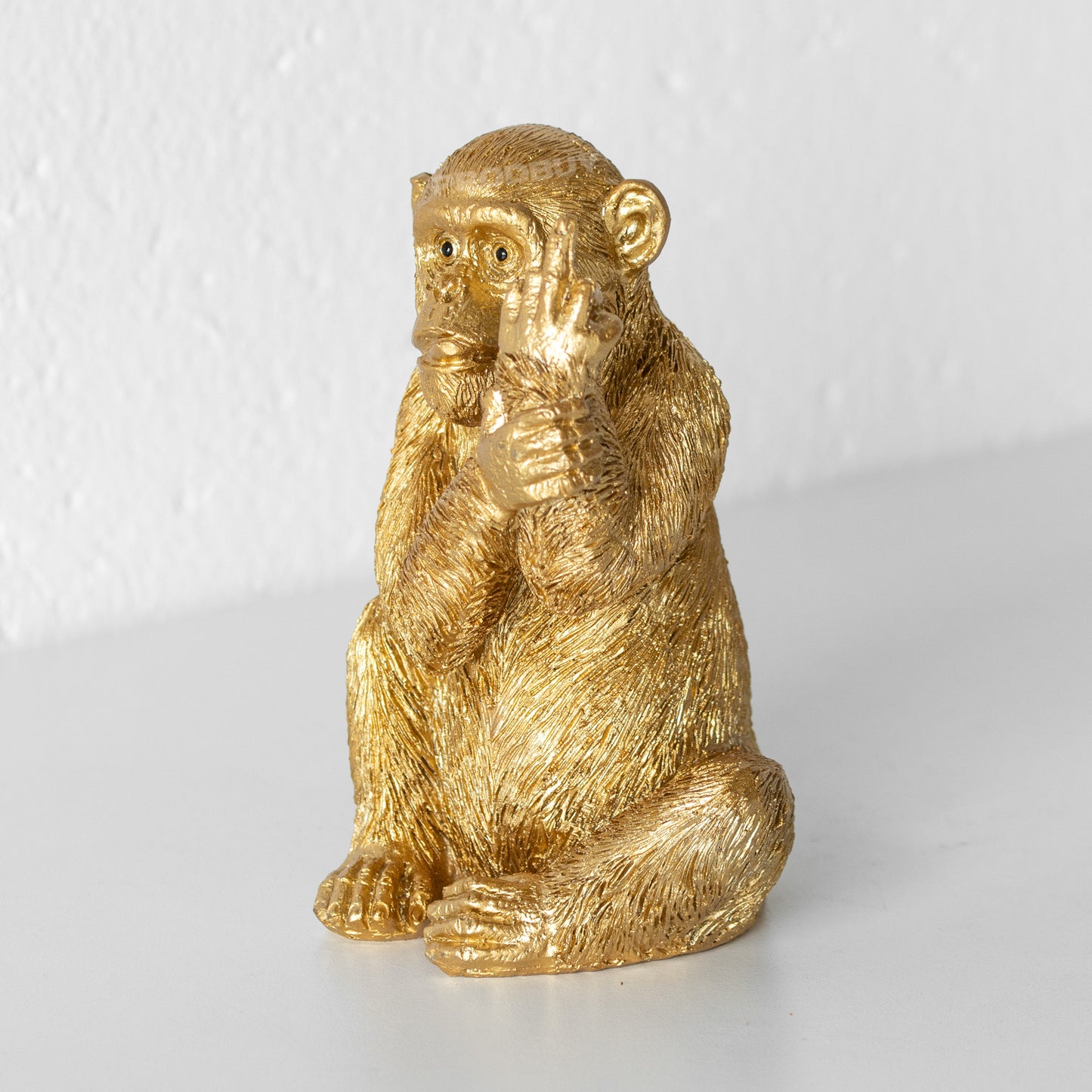 Small Gold Rude Monkey Resin Ornament