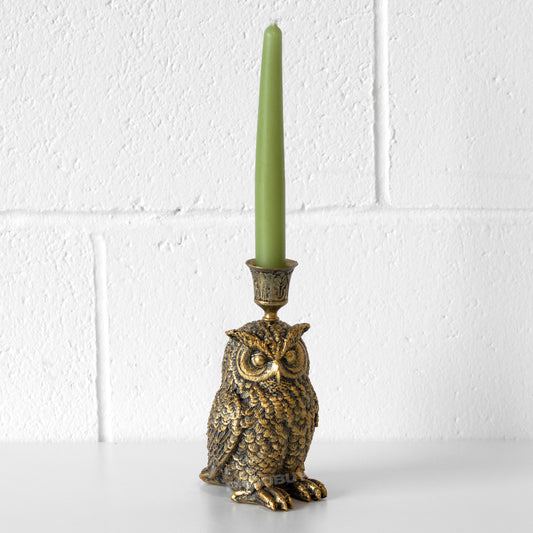 Small Owl Resin Candlestick