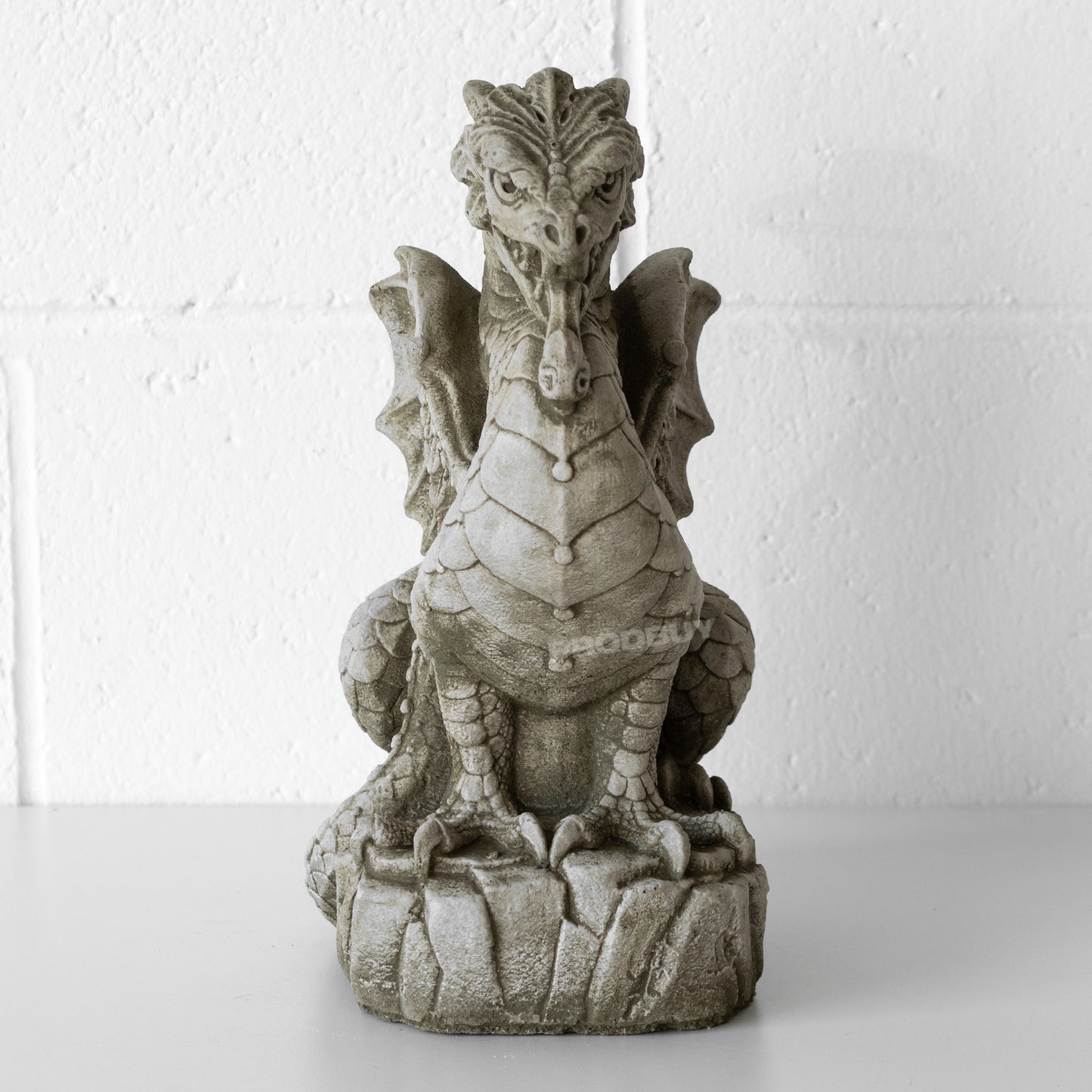 Heavy Stone Scaly Dragon 30cm Garden Statue