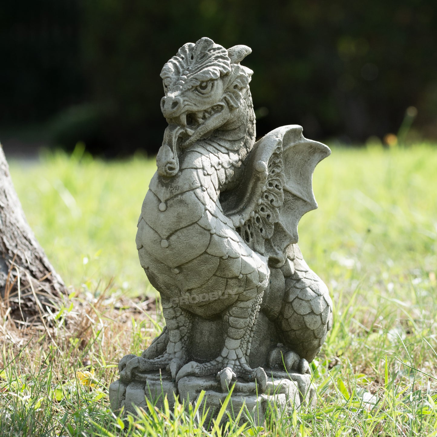 Heavy Stone Scaly Dragon 30cm Garden Statue