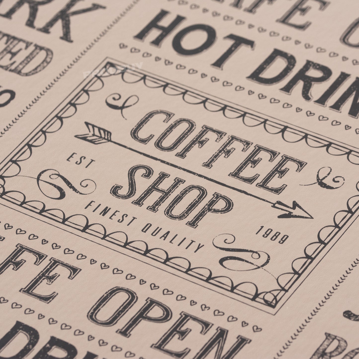 Pack of 4 Large 'Coffee Shop' Faux Leather Placemats