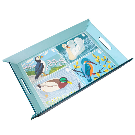 Large 'Birds of Britain' Faux Leather Serving Tray