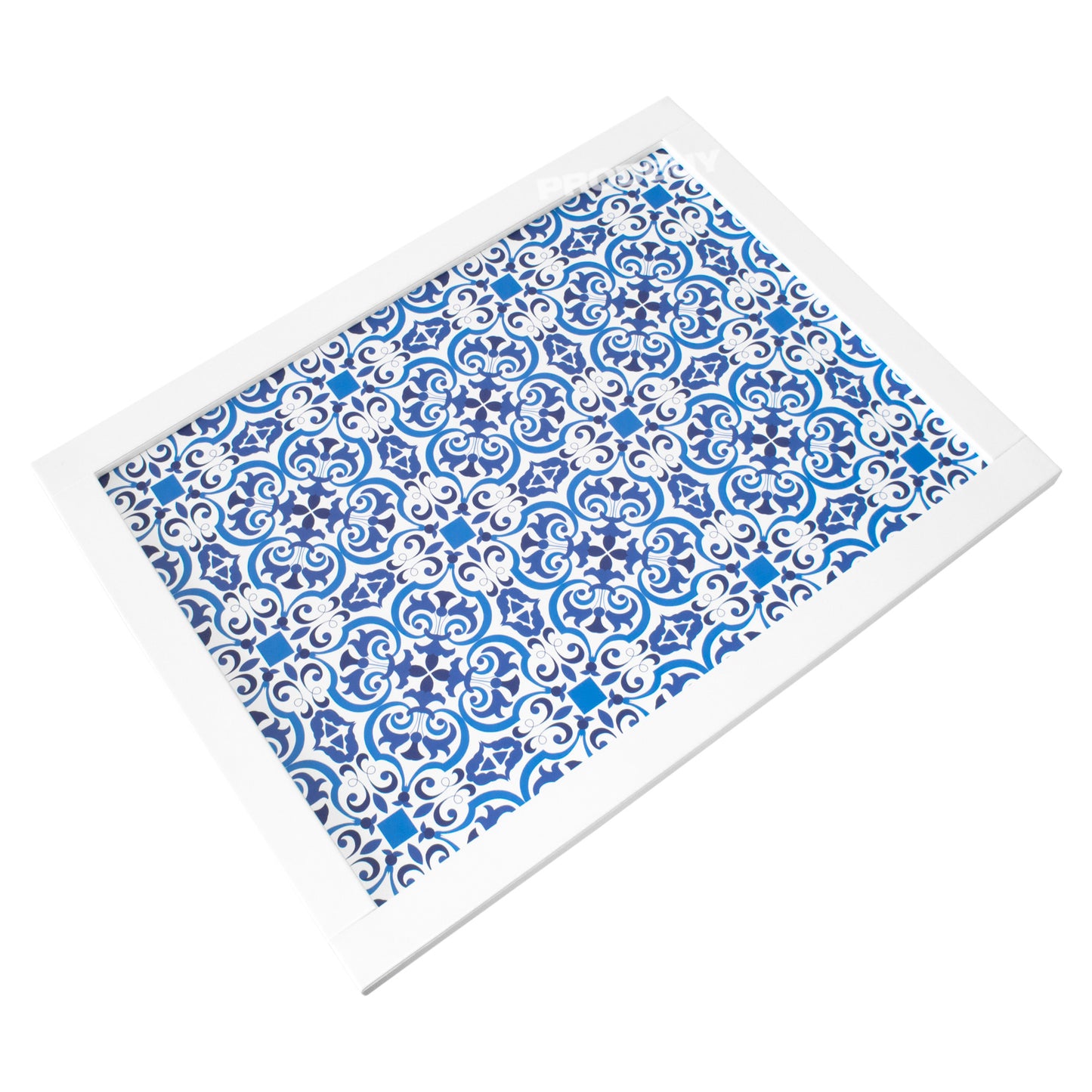 White & Blue Moroccan Tile Faux Leather Lap Tray