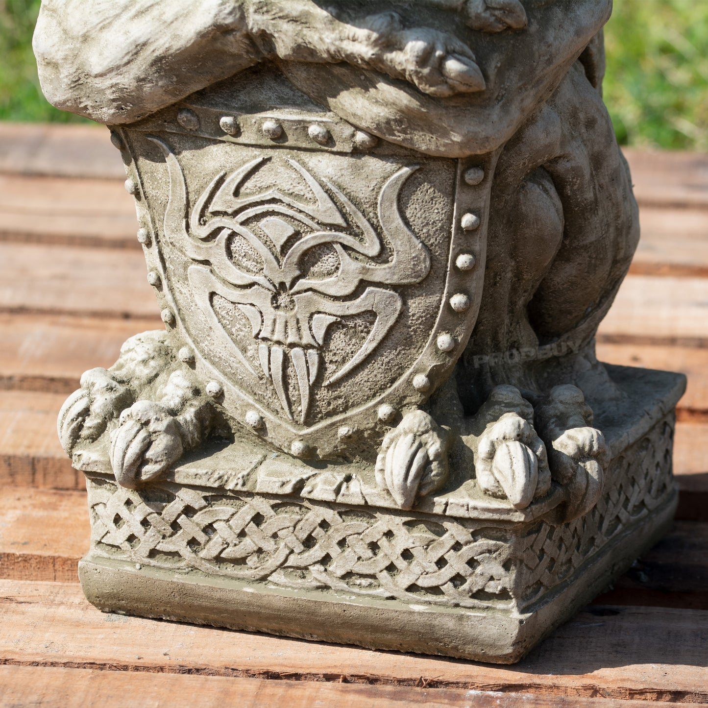 Heavy Stone Gargoyle with Shield Garden Statue 20kg