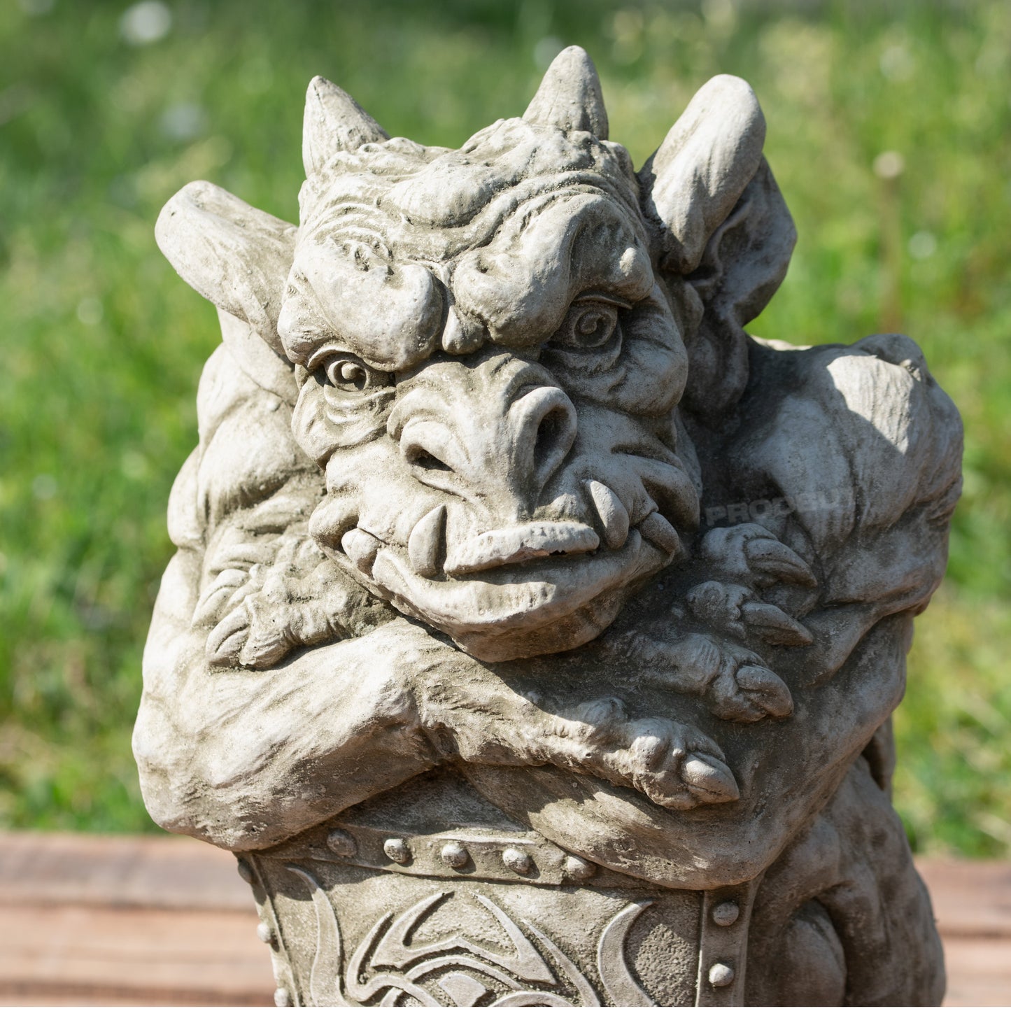 Heavy Stone Gargoyle with Shield Garden Statue 20kg