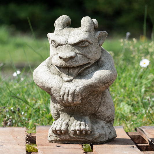 Heavy Stone Cheeky Gargoyle Garden Statue 25cm