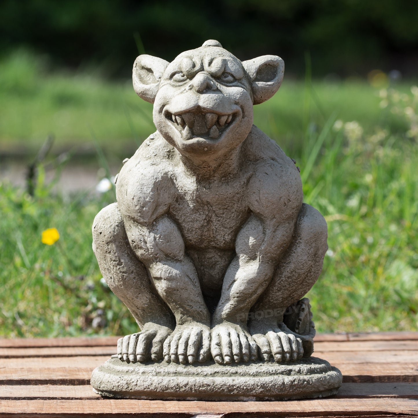 Heavy Stone Grinning Gargoyle Garden Statue 25cm