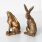 Set of 2 Small Bronze Resin Hare Ornaments