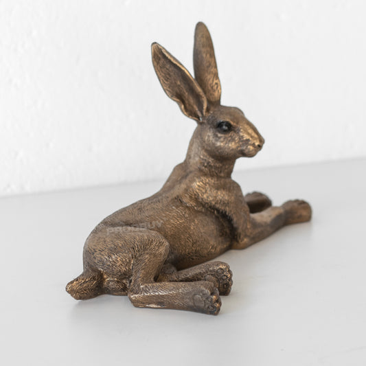 Bronze Resin Laying Hare Ornament