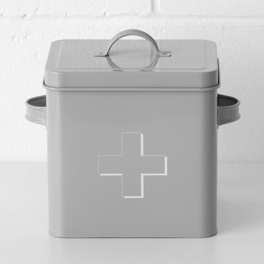 Retro Grey First Aid Storage Tin
