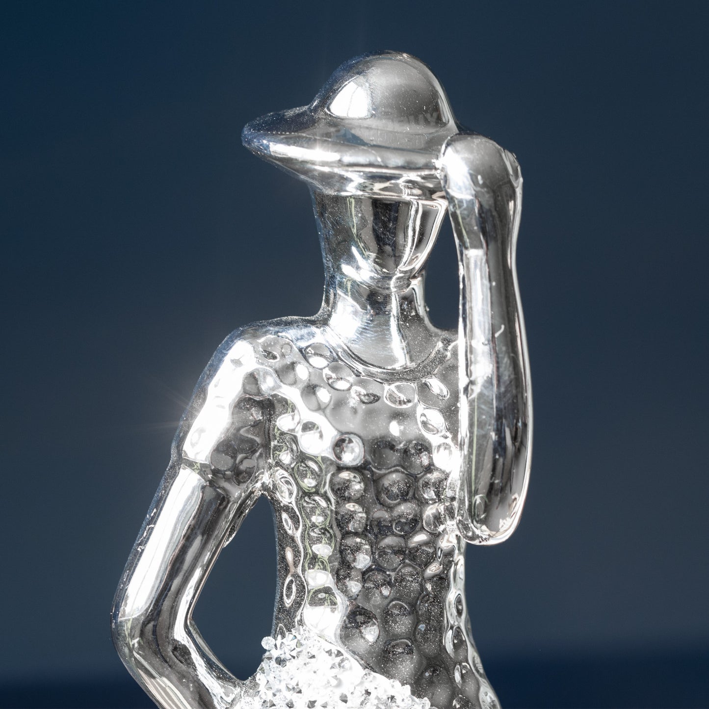 Silver Lady 'Hand on Hat' 29.5cm Tall Ornament