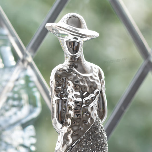 Hands Behind Back Silver Lady Ornament