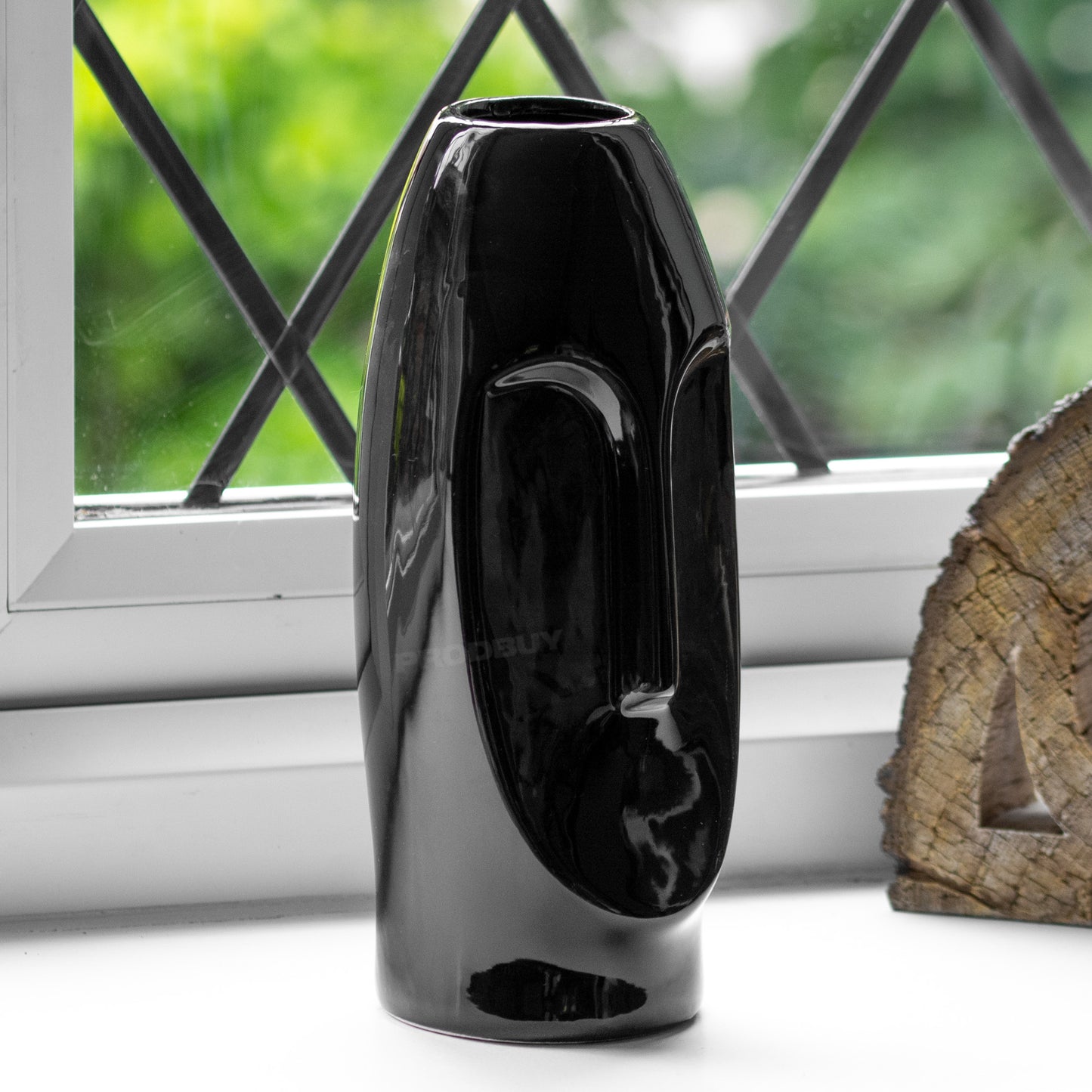 Black 23.5cm Ceramic Face Vase