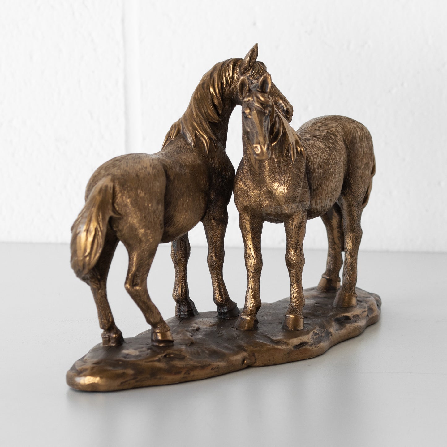 Standing Horses 24cm Long Resin Ornament