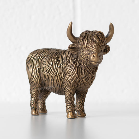 Standing Highland Cow Bronze Resin Ornament 12.5cm