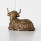 Sitting Highland Cow Bronze Resin Ornament 12.5cm