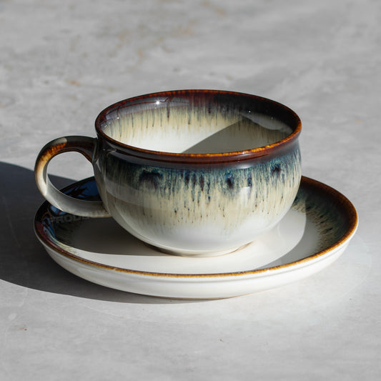 Glazed Small 240ml Tea Cup & Saucer Set