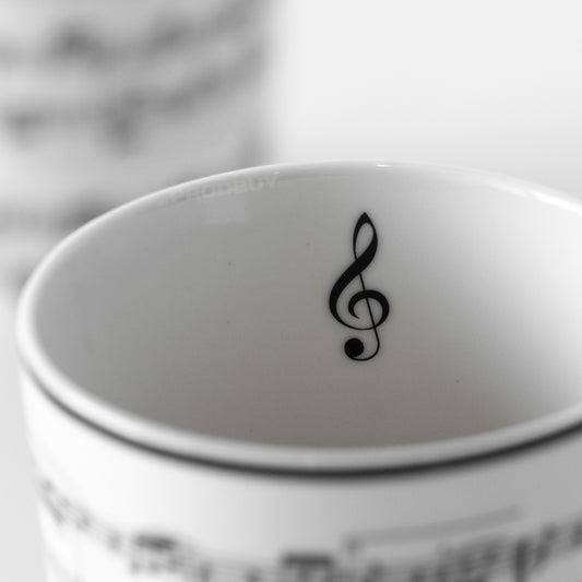 Set of 4 Music Sheet Tall Latte Coffee Mugs