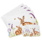 Set of 4 Placemats & 4 Coasters with Floral Hares