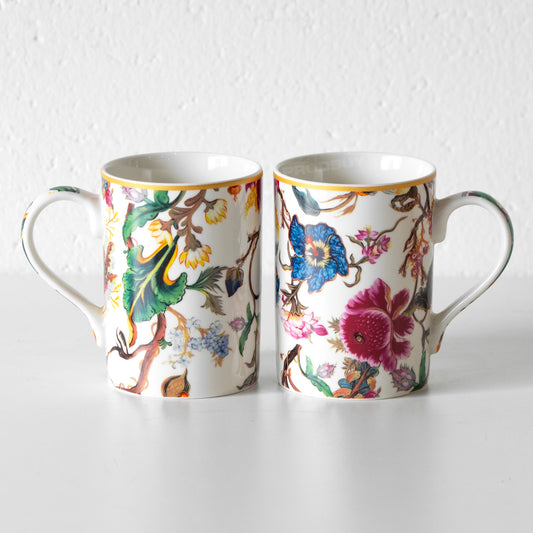Set of 2 Light Floral 'Anthina' Coffee Mugs 340ml
