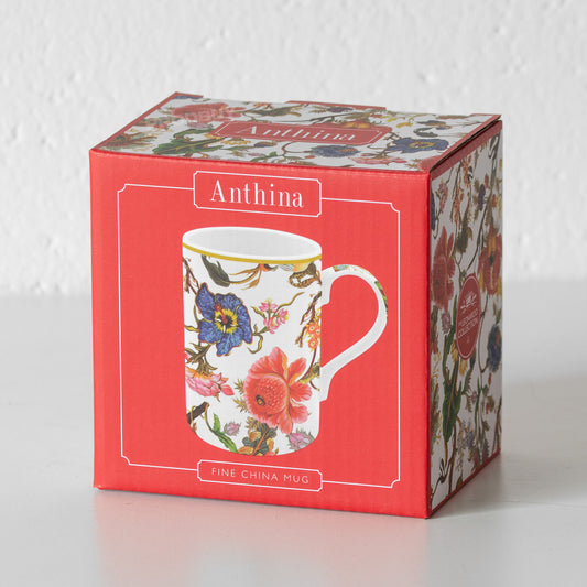 Set of 2 Light Floral 'Anthina' Coffee Mugs 340ml