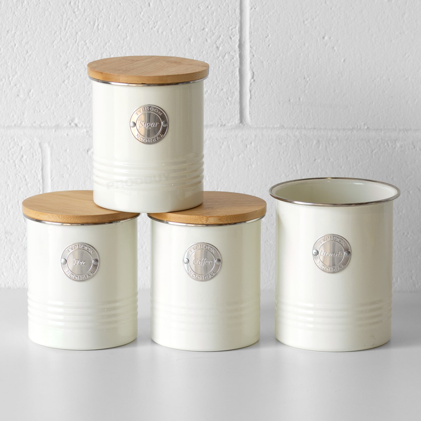 Retro Cream 4 Piece Kitchen Canister Set