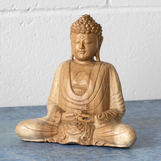 Hand Carved Wooden Sitting Thai Buddha Ornament