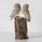 Barn Owls on Wooden Tree Stump Ornament