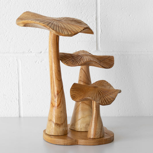Natural Wooden Bali Mushrooms Ornament