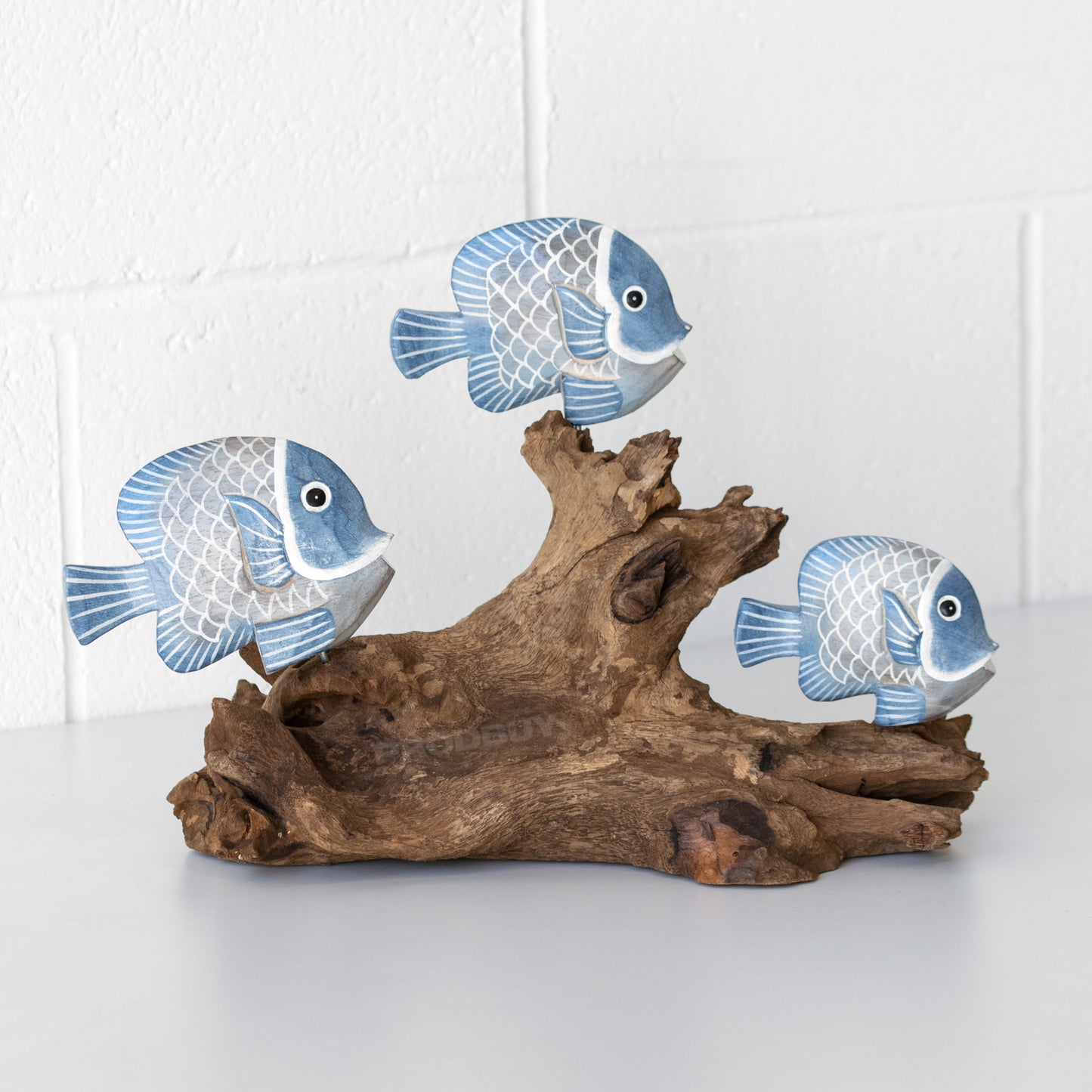 Fish on Coral Teak Root Wood Ornament
