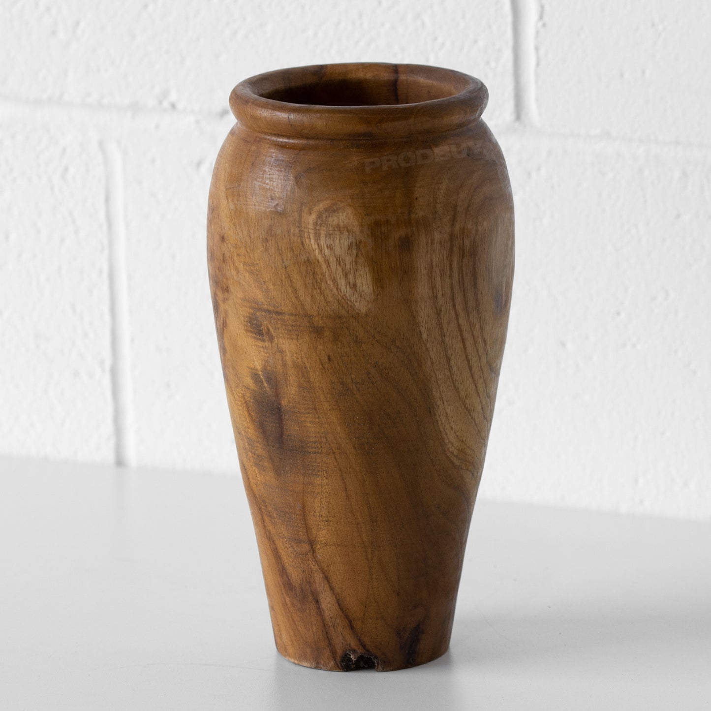Hand Carved 'Shallow' Vase Teak Root Wood 25cm