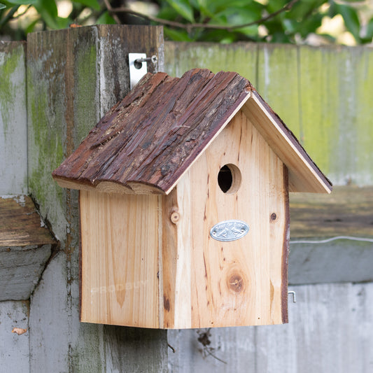 Wooden Tree Bark Bird House Nesting Box