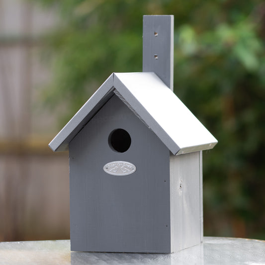 Grey Wooden Bird House Nesting Box
