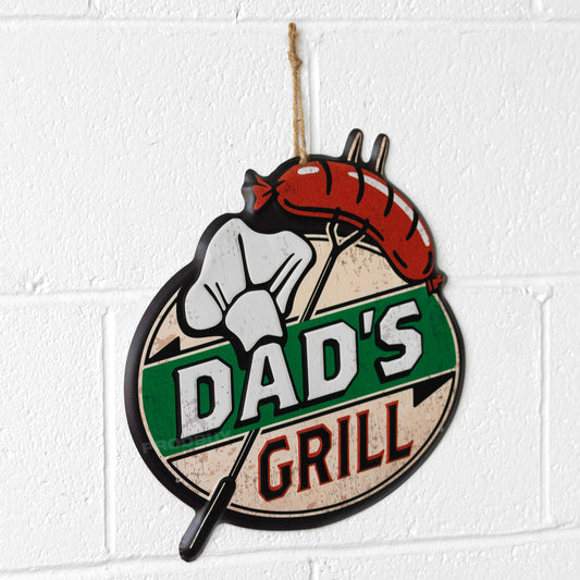 Large 'Dad's Grill' Metal Garden Wall Sign