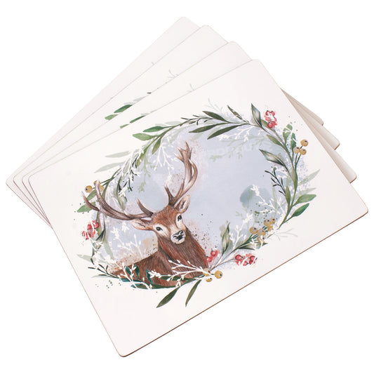 Pack of 4 Floral Forest Stag Placemats