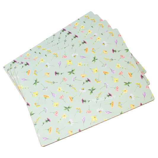 Pack of 4 Green Flowers Placemats