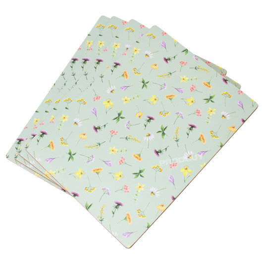 Pack of 4 Green Flowers Placemats