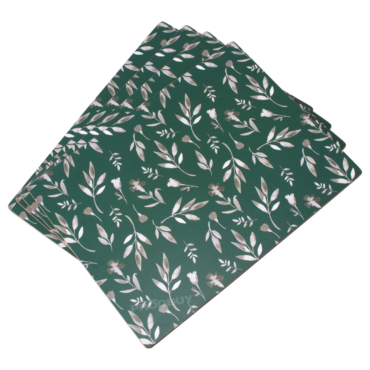 Set of Dark Green Leaves 4 Placemats & 4 Coasters