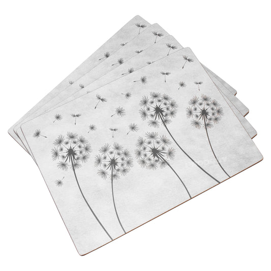 Pack of 4 Placemats with Grey Dandelions