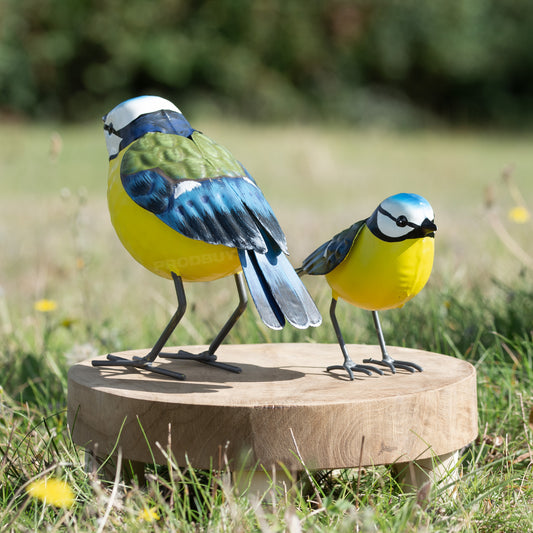 Set of 2 Small Blue Tit Bird Garden Ornaments