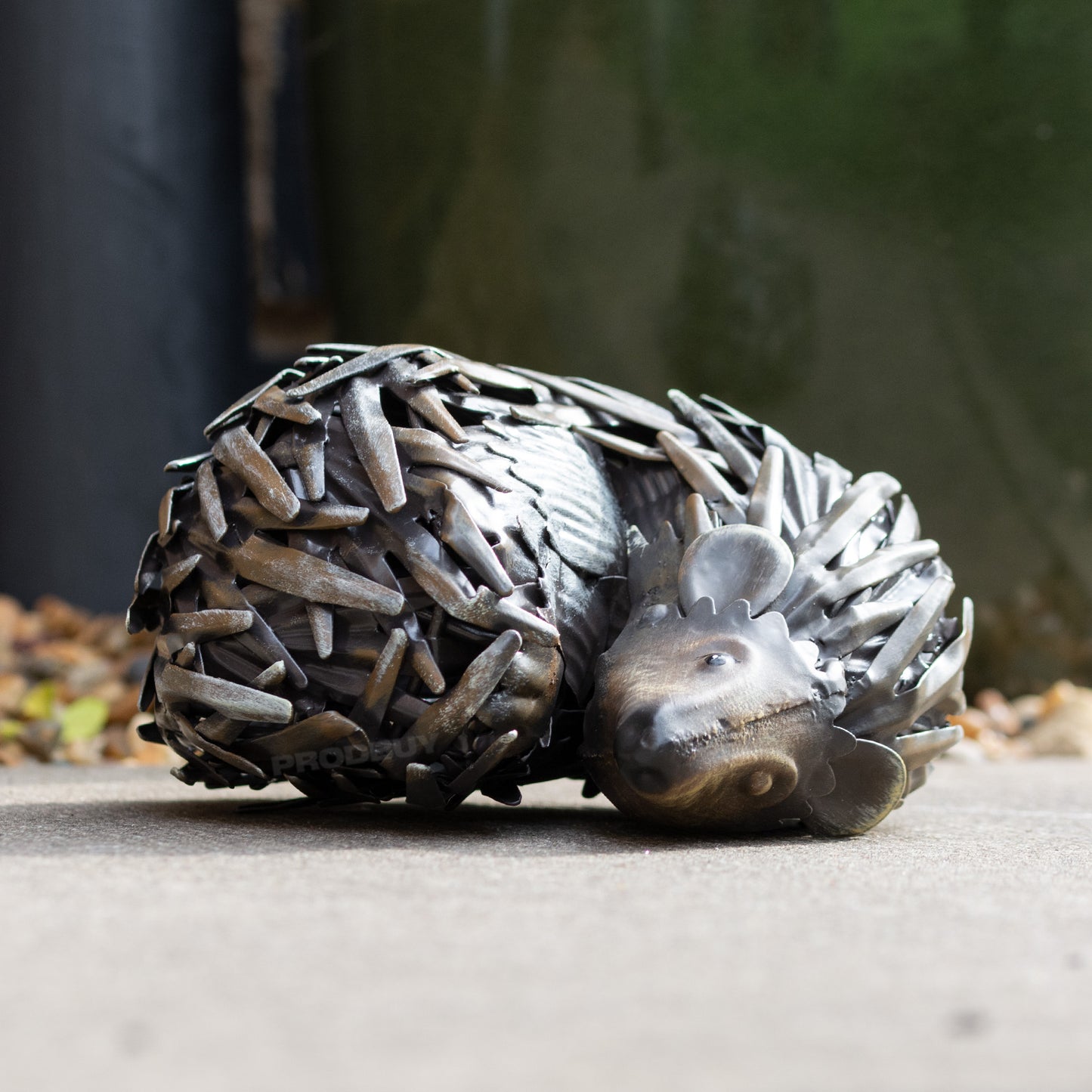 Small Metal Sleeping Hedgehog Garden Ornament