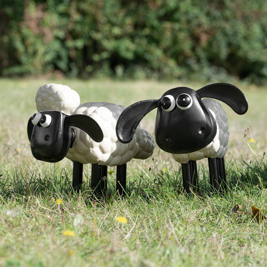 Small Shaun & Timmy Sheep Metal Garden Ornaments