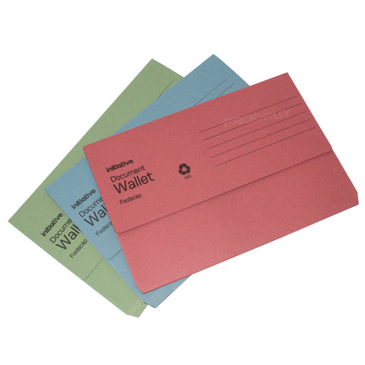 Set of 24 Pastel Red/Blue/Green Foolscap Document Wallets