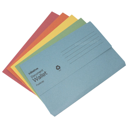 Set of 24 Pastel 5 Colour Foolscap Document Wallets